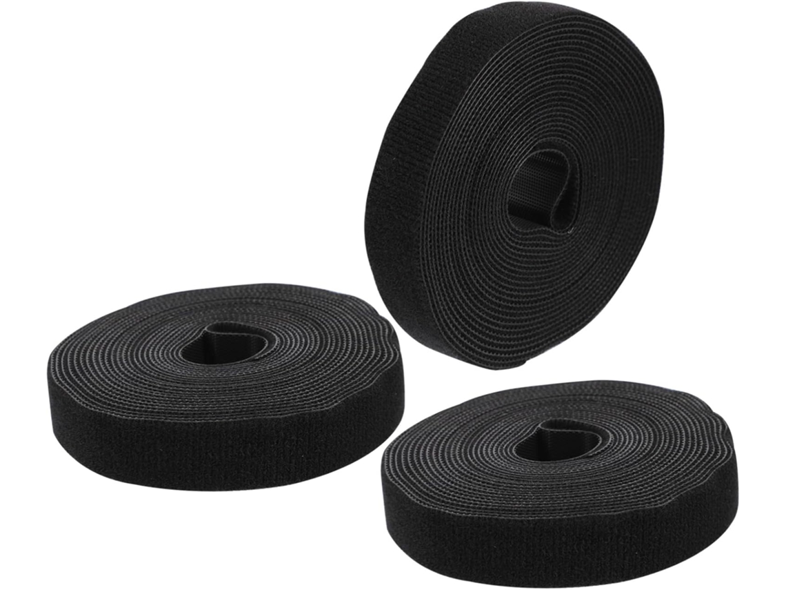 Clips Negros, 3 Rollos De Poliéster, Organizador De Cables Reutilizable