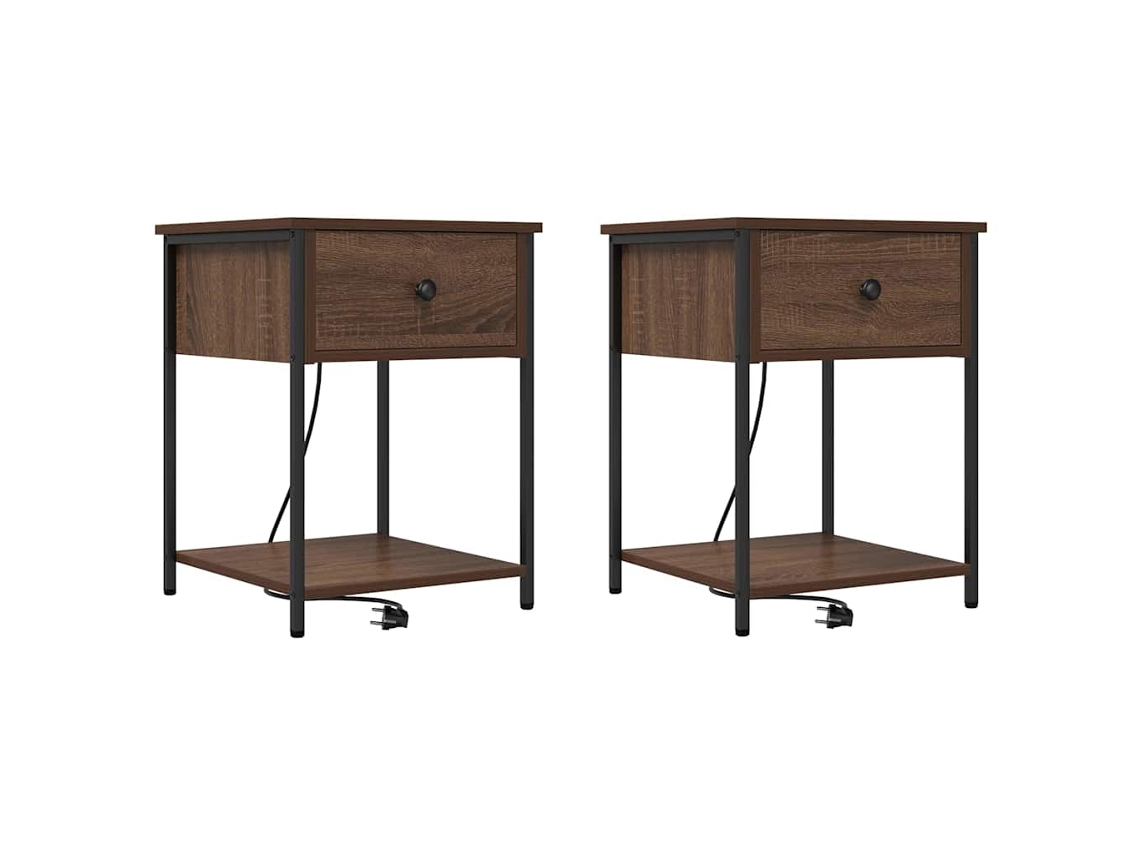 Maison Exclusive - Armario De Noche Con Cajón 2 Pcs Roble Marrón 42 X 41 X 56 Cm