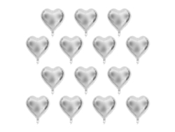 Globos metálicos plateados con forma de corazón de Celebration Essentials: añaden un ambiente romántico a tus fiestas. Globos de papel con forma de corazón.