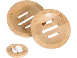 Conjunto De Dois Sabonetes De Bambu - Redondos - Portáteis - De Madeira - Para Banho