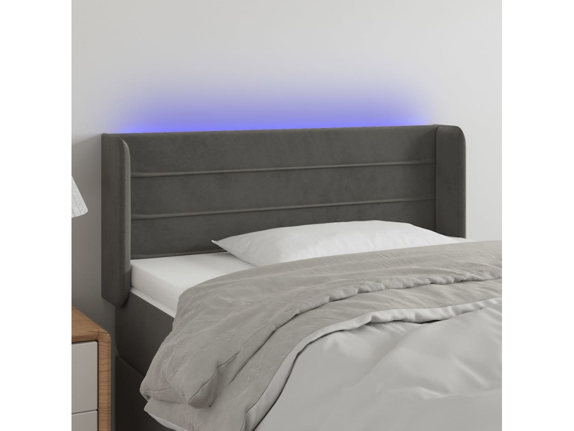 Cabecero Con Led De Terciopelo Gris Oscuro 93x16x78/88 Cm