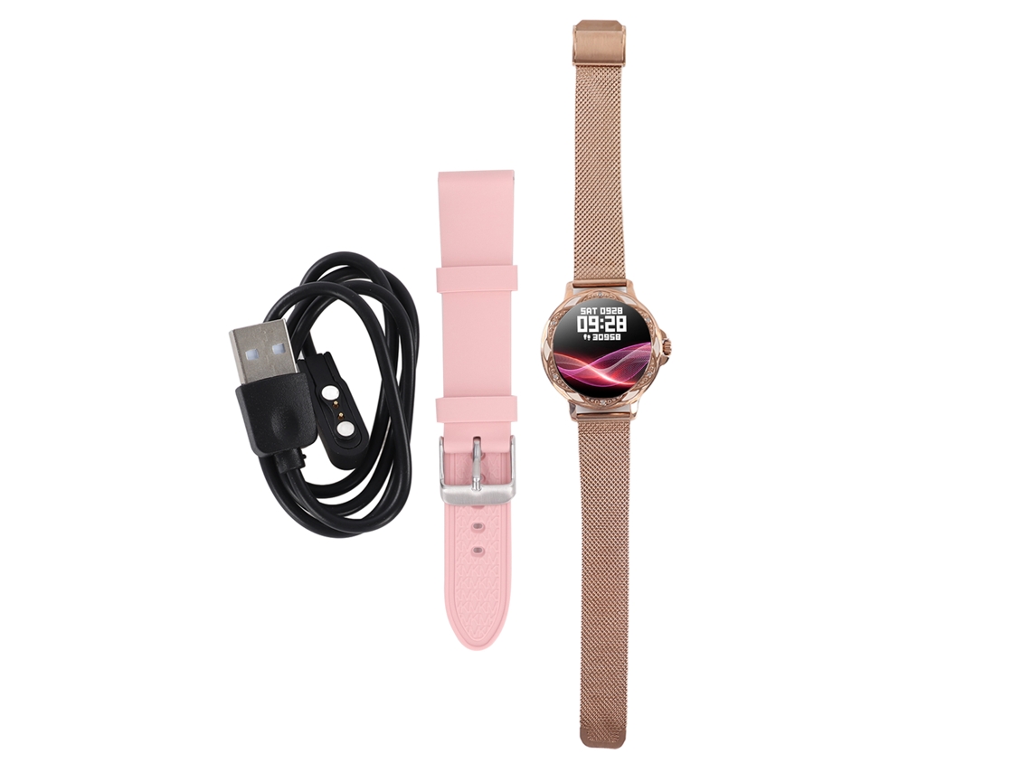Relógio inteligente Rebe-Smart Watch para mulheres, 1.2 Polegadas, tecido Tatic, monitor de som, contador de calorias, smartwatch, ouro.
