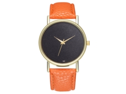 Reloj De Pulsera Analógico De Cuarzo Con Esfera Redonda Naranja A La Moda