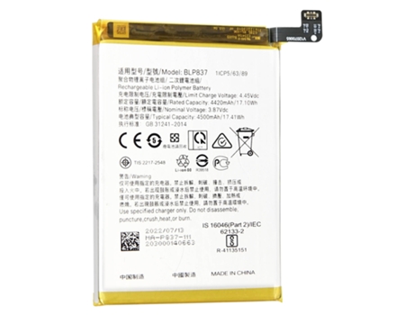 Batería Interna para Realme 8, 8 Pro 4G y 8 Pro 5G 4500 mAh Compatible BLP837 CLAPPIO