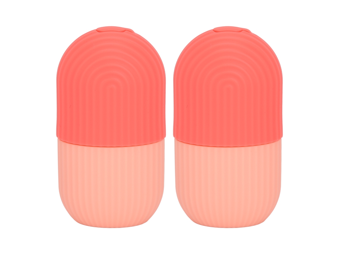 2pcs Rodillo Facial De Hielo Silicona Para Reducir Hinchazón Masajeador Frío Ojos Rostro Rosa Hogar