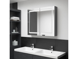 Armario De Baño Con Espejo Y Led Gris 80x12x68 Cm