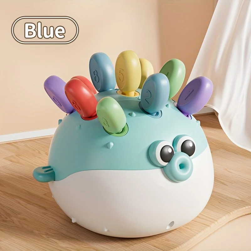 (azul) Bloques De Construcción De Pez Globo, Juguete Interactivo De Aprendizaje