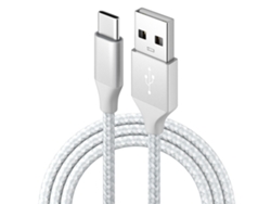 Cable de datos tipo c Teléfono Android QC3.03A Cable de datos de carga rápida para teléfono móvil Cable de carga del cargador USB-Blanco plateado 1M