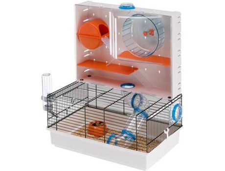 Jaula para Hamsters FERPLAST Olimpia (Blanco y Naranja - 39x25,5x22 cm - Plástico y Metal)