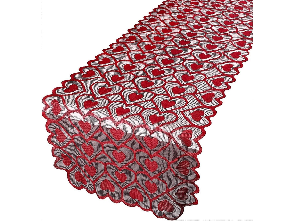 Rebe-mantel De Mesa Rojo Corazón 36x183cm Tela 100% Poliéster Decoración Para San Valentín Boda Fiesta Cena Aniversario