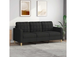 Sofá De 3 Plazas | Sofá De Salón | Sofá De Descanso De Tela Negro 180 Cm