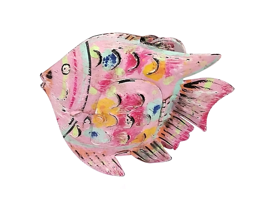 ORIGEN Home Decor Pez Rosa Portavelas Marinero | Figura de Pez Naranja - 15x17x6cm BY SIGRIS