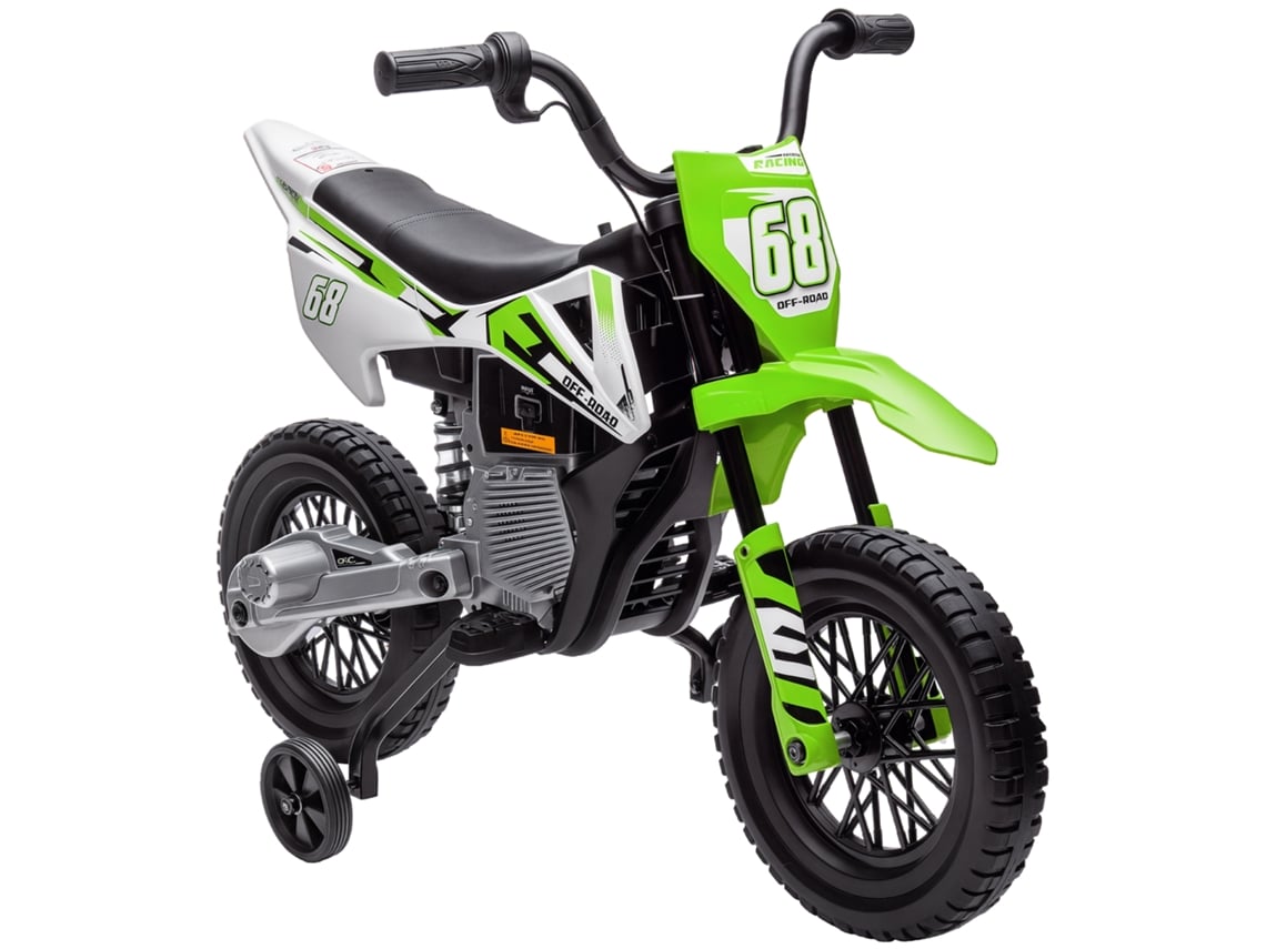 Motocicleta eléctrica para niños, motocicleta de 12 V para niños con música, vehículo infantil con ruedas pequeñas, de 3 a 6 años, verde.