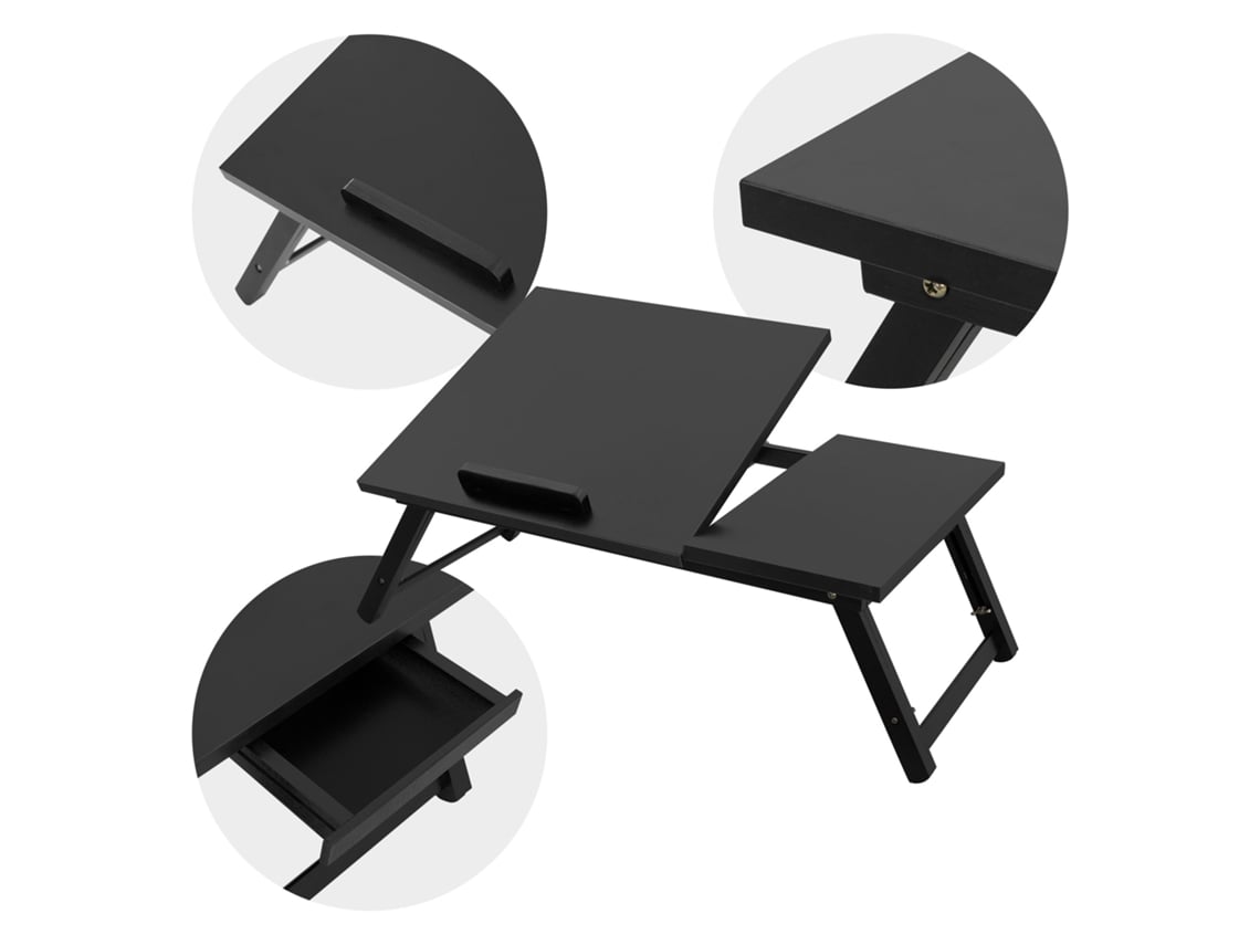 Mesa De Ordenador Portátil Para Cama/sofá 60x40 Cm Negro Ml-design