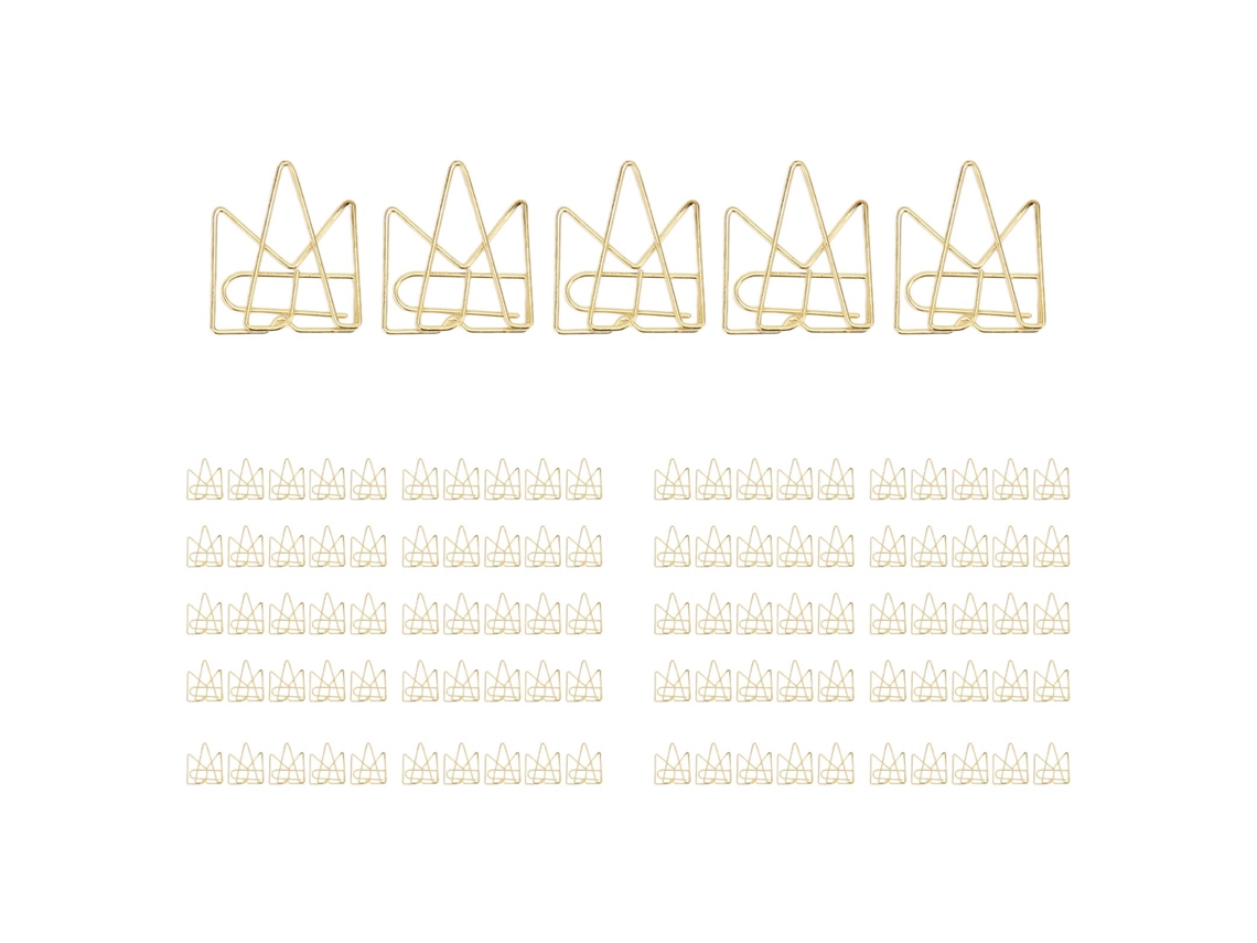 100 Pcs Clip De Papel De Corona De Metal Antideslizante Electrolítico Cute Y Divertido Multifuncional