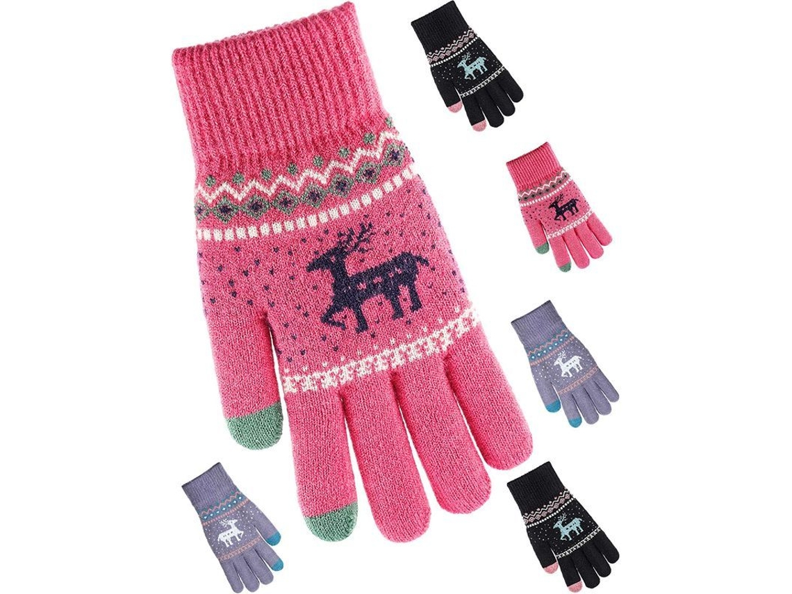 3 Pares De Guantes Táctiles Para El Invierno, De Punto Elástico, Regalo De Navidad.