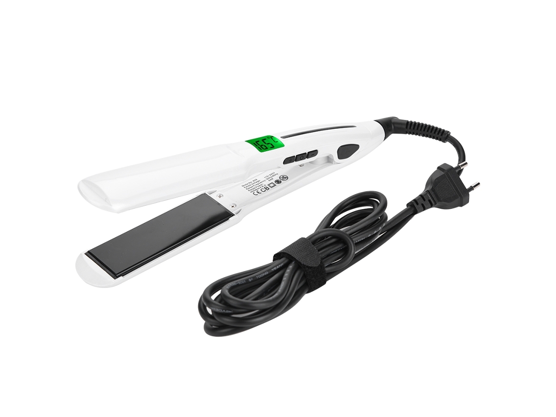 Plancha de pelo eléctrica portátil de cerámica modelo 2026 con sensor automático inteligente para alisar y rizar.