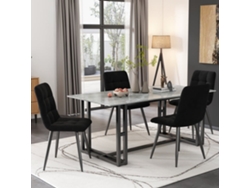 Juego De 4 Sillas De Comedor - Estructura De Metal - Tela De Terciopelo - Negro