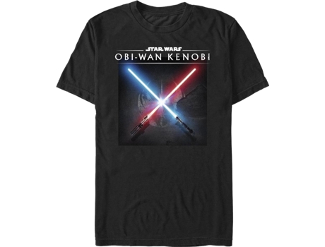 Camiseta Unisexo DEEPSTONE Obi-Wan Kenobi Darth Vader Crossed Lightsabers Star Wars Negro (M)