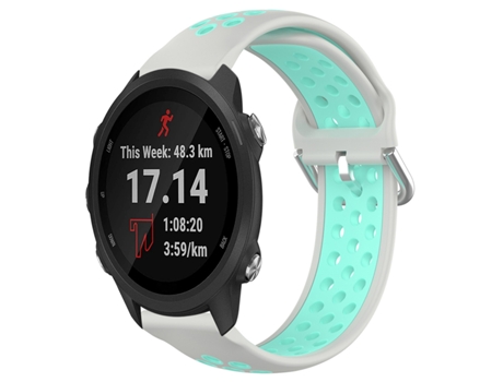 Correa de reloj inteligente para Garmin Forerunner 245, banda de reloj deportivo transpirable perforada de silicona de 20mm (gris + pato de agua)