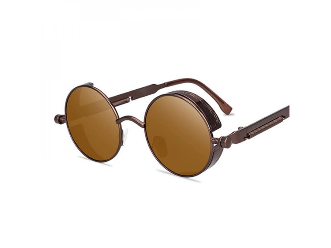 2026-gafas De Sol Redondas Vintage Steampunk Góticas Metal Retro Diseño Para Hombre Y Mujer Brown Brown