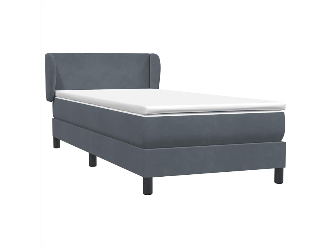 Maison Exclusive - Cama Box Spring Con Colchón Terciopelo Gris Oscuro 80x220 Cm