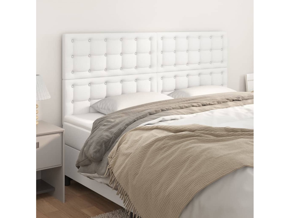 Cabeceros 4 Unidades De Cuero Sintético Blanco 80x5x78/88 Cm