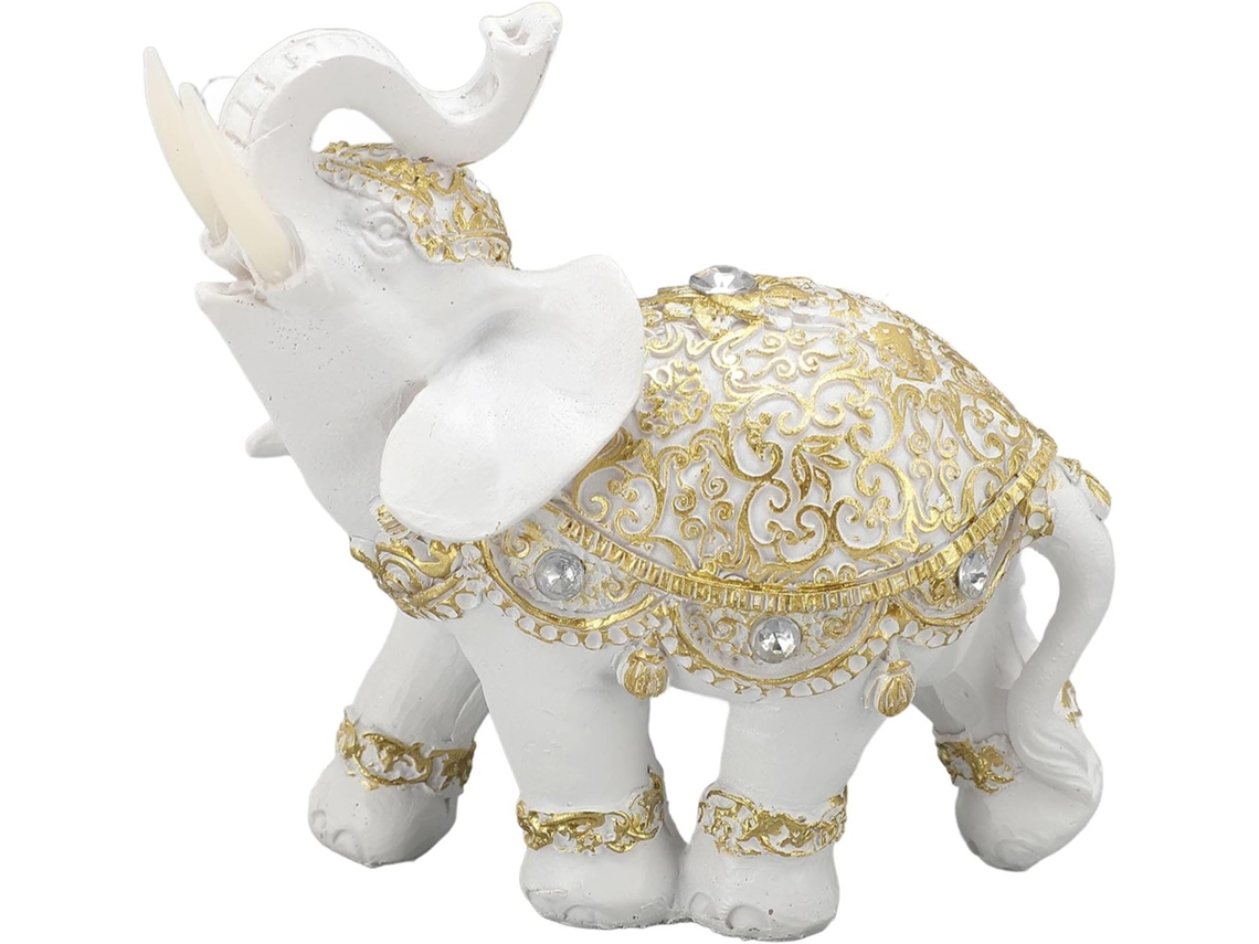 Estatua De Elefante De Resina Blanca, Linda Escultura De Elefante De La Suerte Para La Entrada