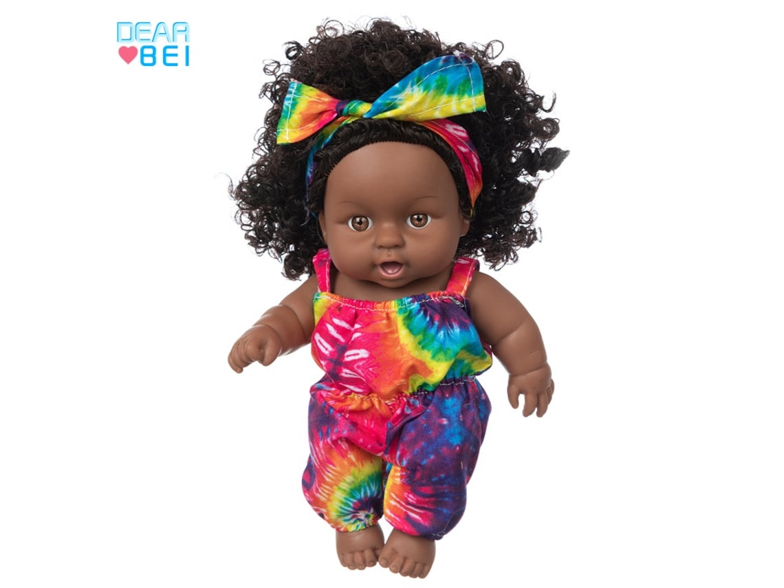 Muñeca De Niña De 20 Cm, De Vinilo Seguro, De Piel Oscura Africana, Un Regalo Ideal Para Una Niña.