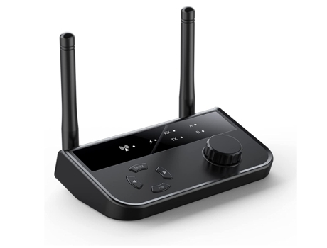 Transmisor Bluetooth para TV, receptor de audio Bluetooth, compatible con 2 auriculares, para TV/auriculares/estéreo doméstico (transmisión de dobl...