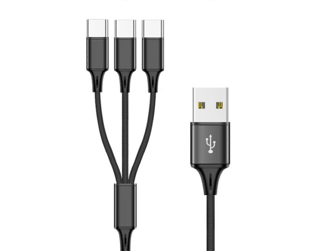 Cable De Carga Múltiple Universal 3/4/5 En 1 De Nailon Trenzado Con Adaptador Usb Para Teléfonos Móviles Y Tabletas.
