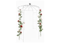 Relaxdays Pavilhão Para Rosas, Metal, 290×206×206 Cm, Suporte Para Trepadeiras, Jardim, Com Gancho, Branco