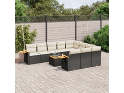 Conjunto de sofás de jardín de 11 piezas DKD Home Decor con cojines de mimbre negros