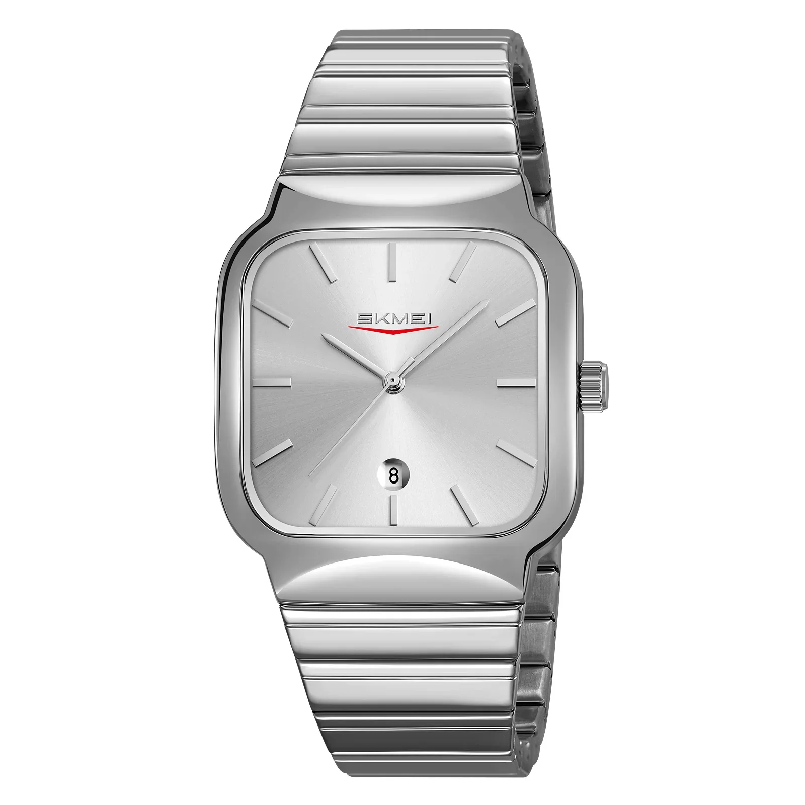 Reloj de cuarzo MDUG para hombre, color plata, con fecha y día de la semana.