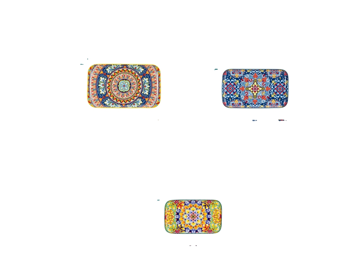 Juego de platos rectangulares de cerámica, elegante diseño floral, aptos para microondas, estilo 2, estilo 1, 6 piezas