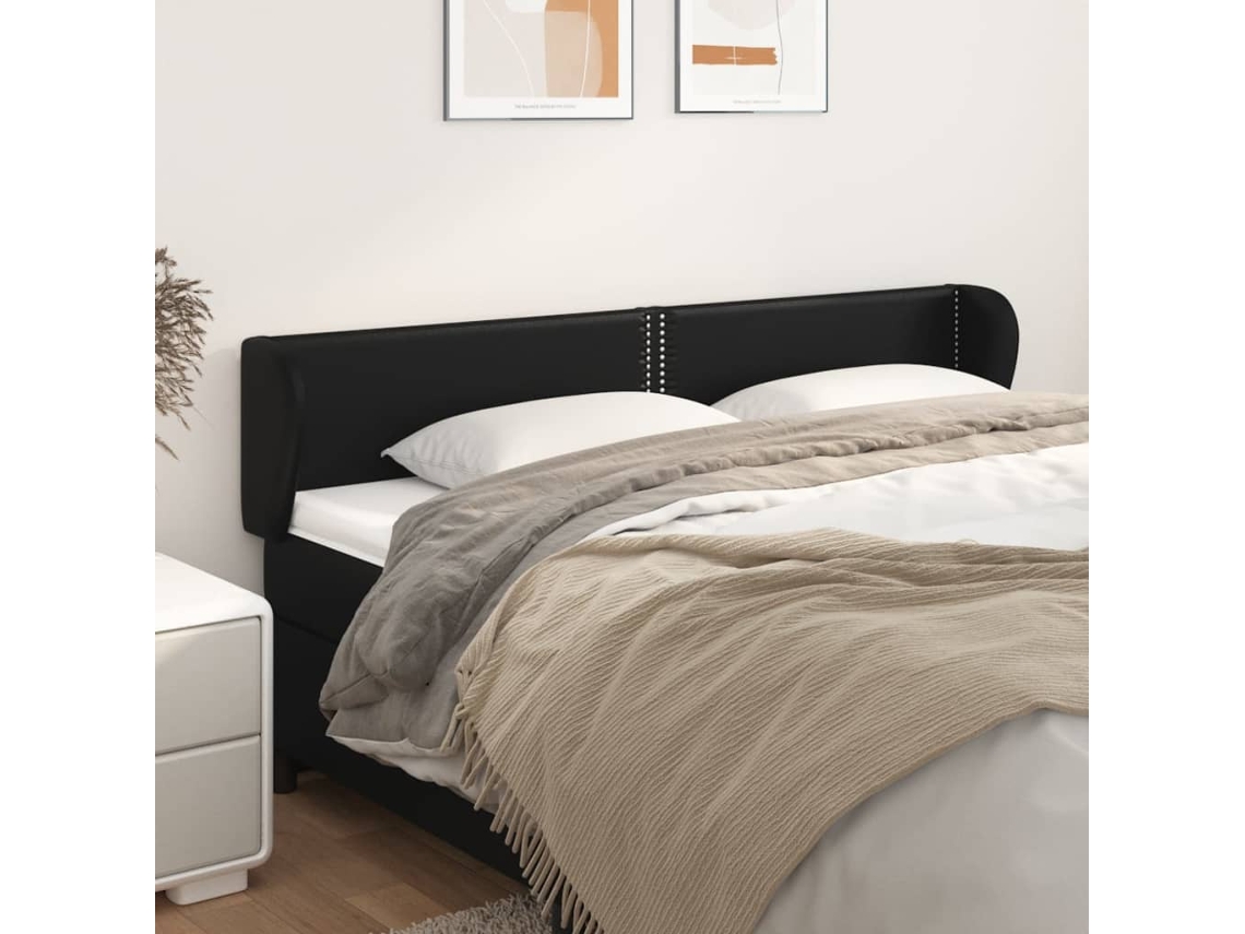 Cabecero De Cuero Sintético Negro 203x23x78/88 Cm