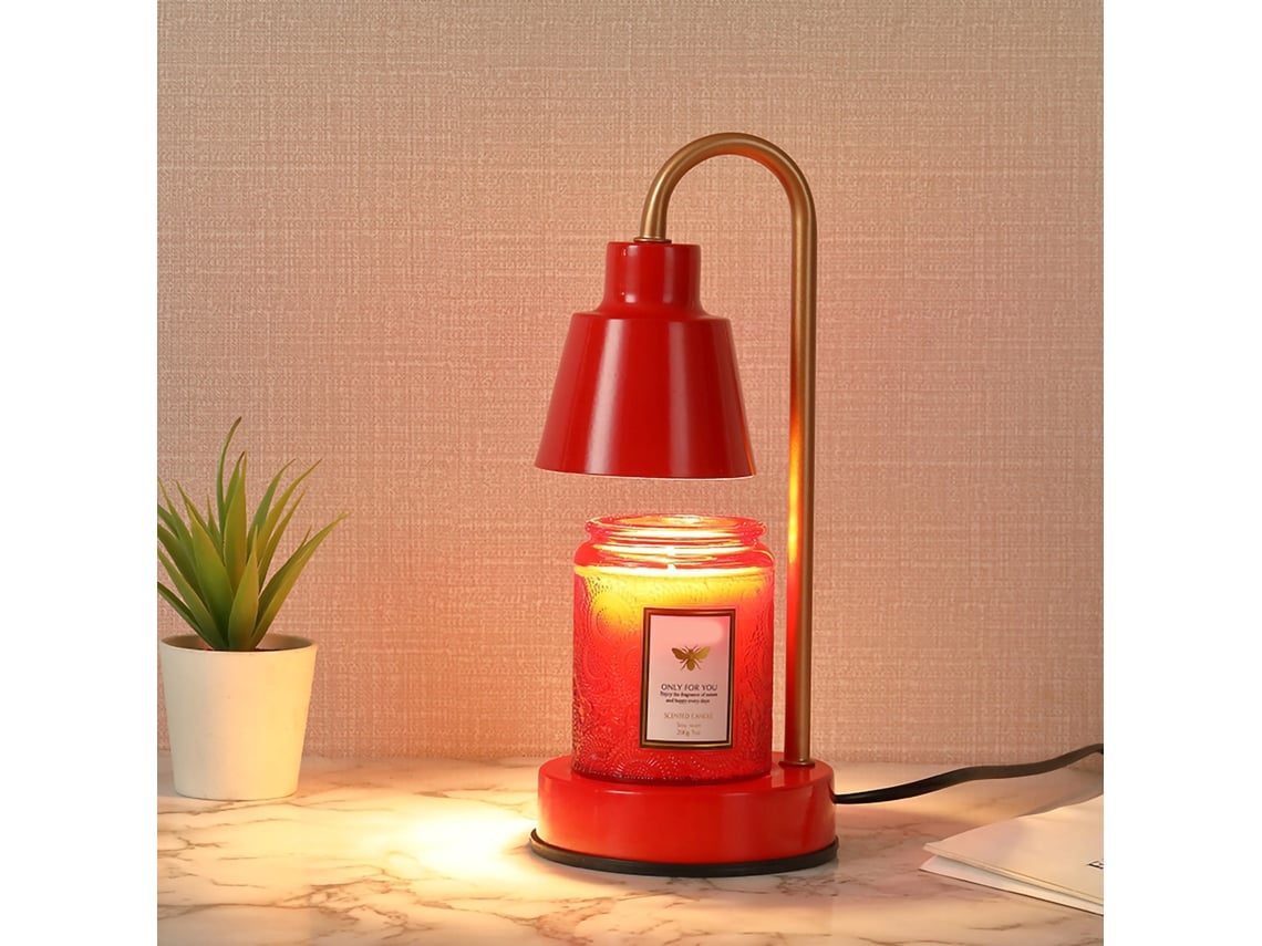 Calentador de velas BJ-Lamp para el hogar, ajustable, con base de hierro, para aromaterapia, lámpara de mesa, enchufe americano, rojo (se envían 2 unidades)