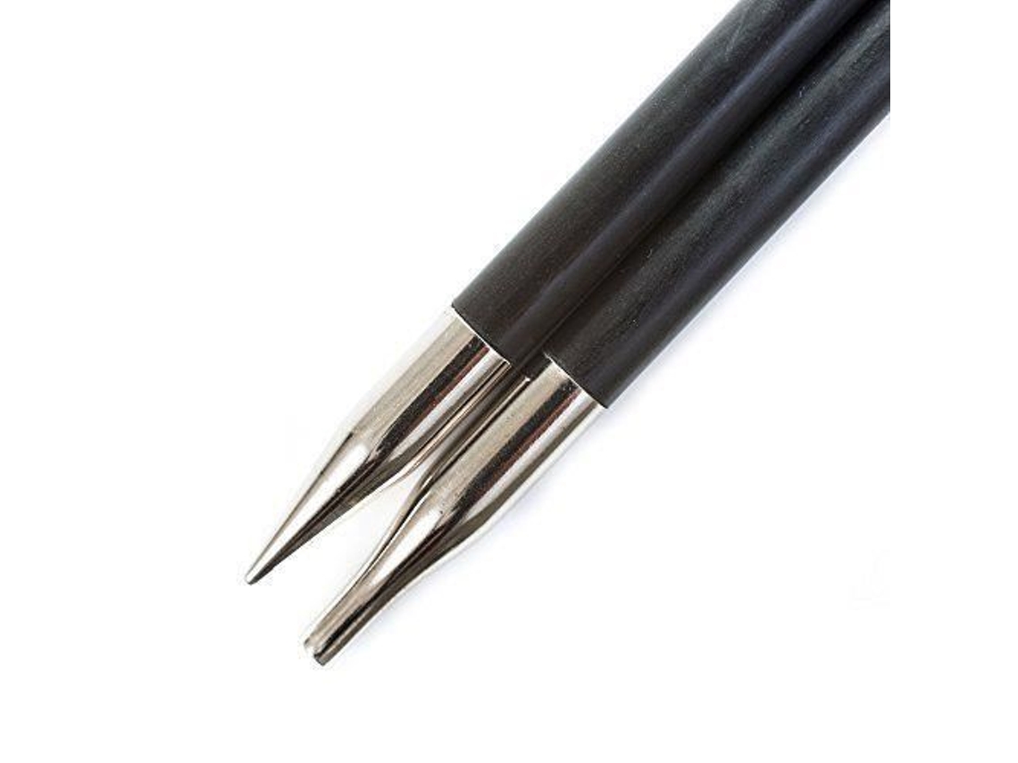 Agujas circulares intercambiables especiales Knitpro Karbonz de 5 mm, color negro y plateado