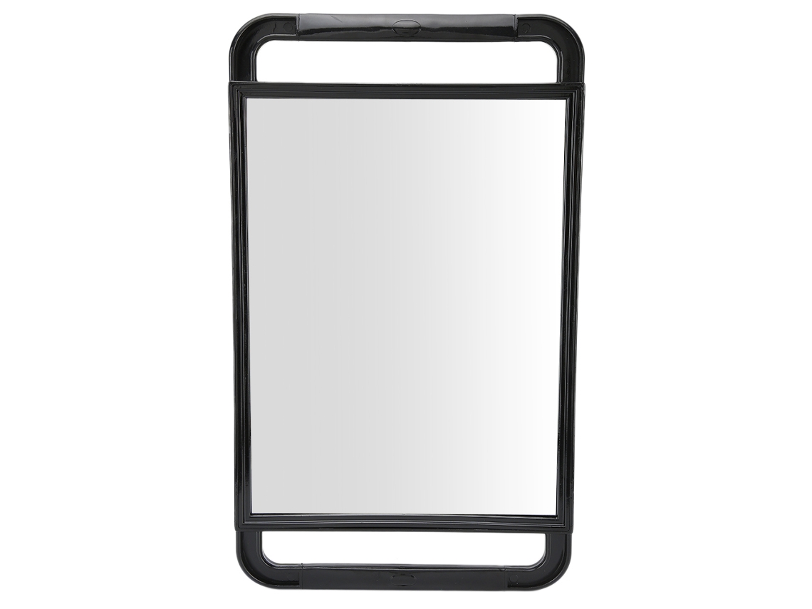 Espejo de mano rectangular grande con doble asa para accesorios de maquillaje y peluquería.