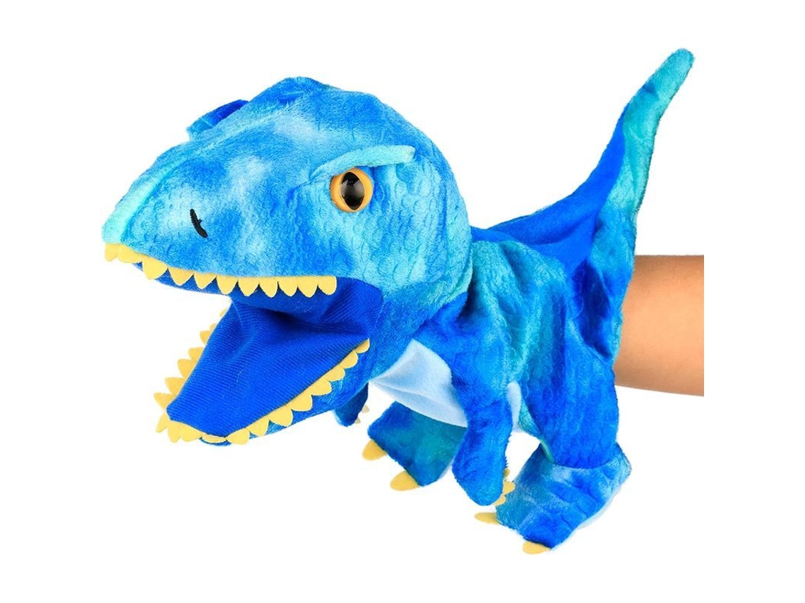 Marioneta De Mano De Dinosaurio De Peluche Con Boca Móvil Para Niños, Azul, 28 Cm (11 Pulgadas)