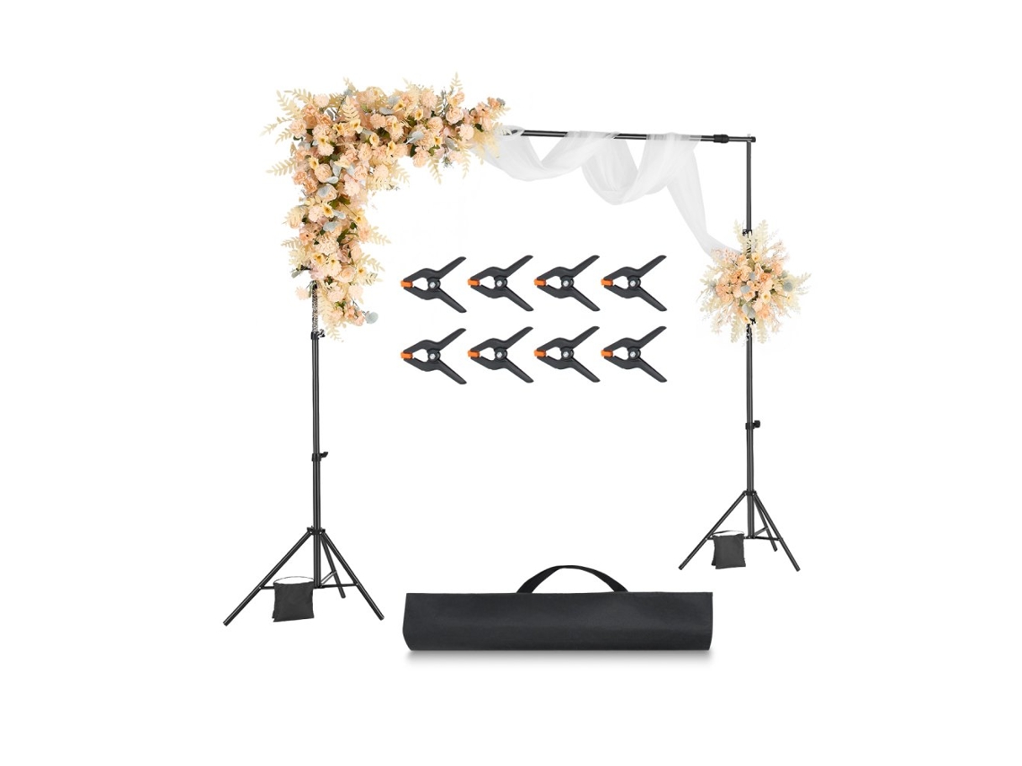 Estructura de fondo fotográfico ajustable 213x300cm con trípodes reforzados Tekmaquinas