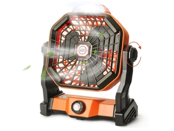 Ventilador portátil a batería, linterna LED de 10400 mAh, pequeño ventilador de camping, silencioso, recargable, para exteriores, color naranja USHION