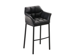 Taburete de Bar Damaso en Piel Sintética con Estructura de 4 Patas Negro/Negro Clp