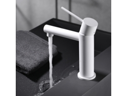 Miscelador Monocomando Para Lavabo Bianco Opaco En Ottone Y Zama Con Cartuccia En Ceramica à25mm Y Tubi Flessibili Imex