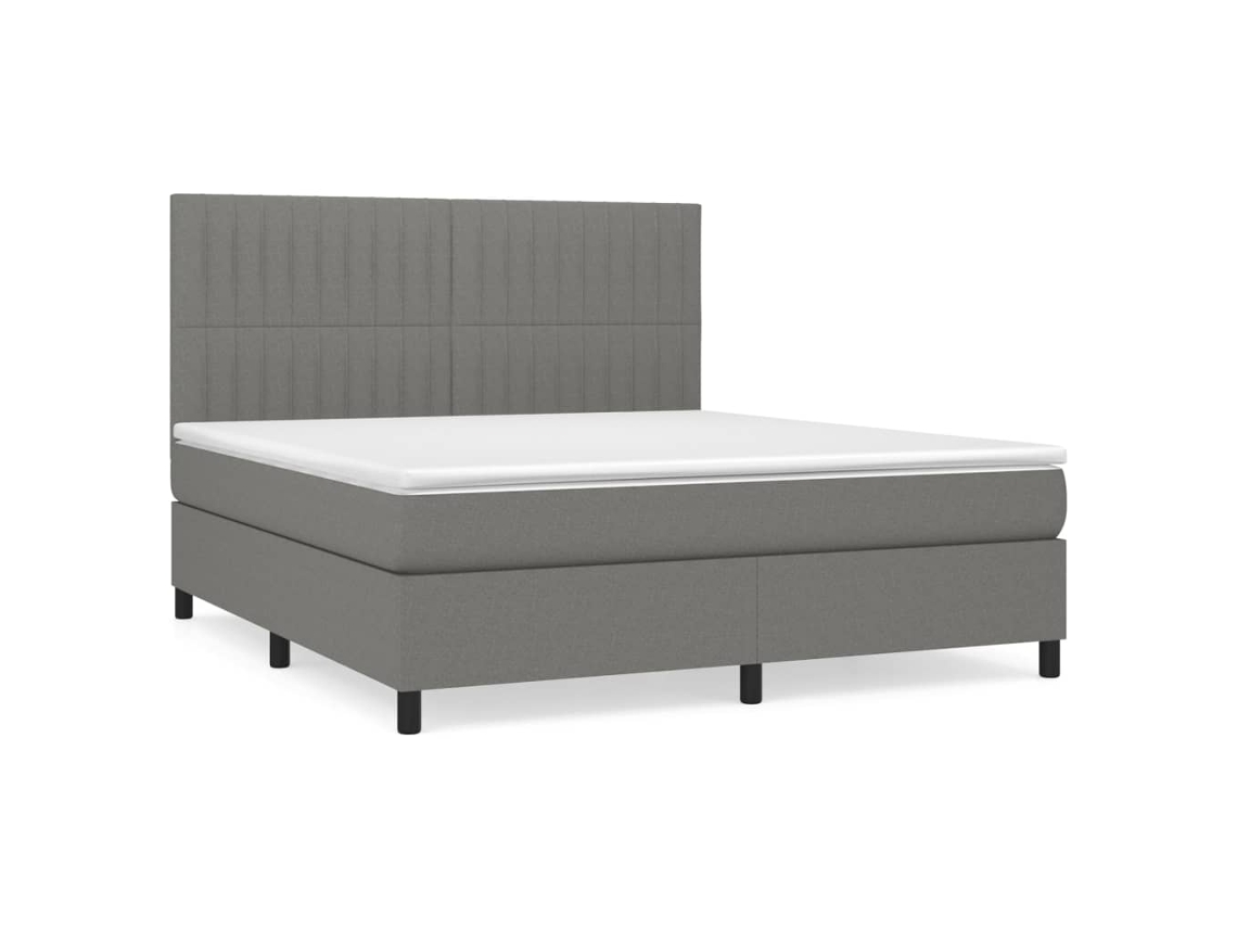 Maison Exclusive - Cama Box Spring Con Colchón Tela Gris Oscuro 180x200 Cm