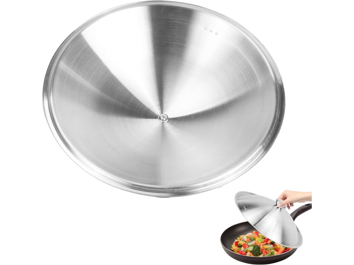 Tapa de acero inoxidable para ollas y sartenes de 34 a 36 cm, a prueba de derrames y salpicaduras Gokoco