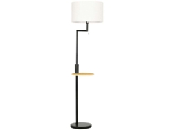 Lámpara De Pie Con Estante Integrado, Lámpara De Sobremesa, Tirador De Cadena, Casquillo E27, 40w, Bambú, Natural + Negro.