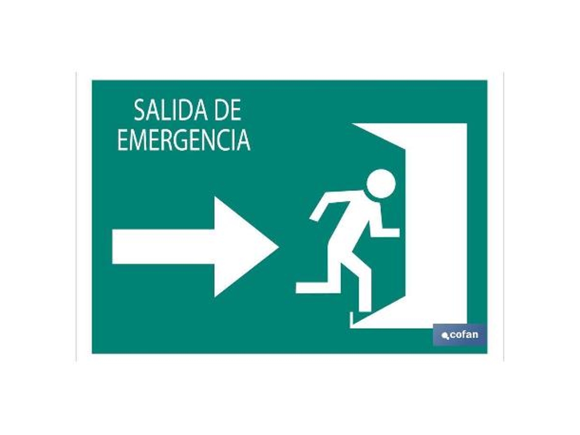 Señal luminiscente 210x148mm. salida emergencia derecha texto