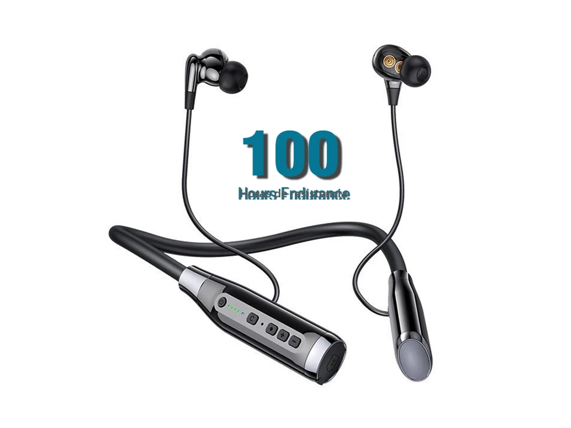 Audífonos inalámbricos Bluetooth con micrófono, estilo collar, batería de 100 horas y cancelación de ruido. Mdug (negro)