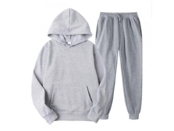2026-conjunto De Sudadera Con Capucha Y Pantalones Deportivos Casual Solido Para Hombre Cub Xl Gris